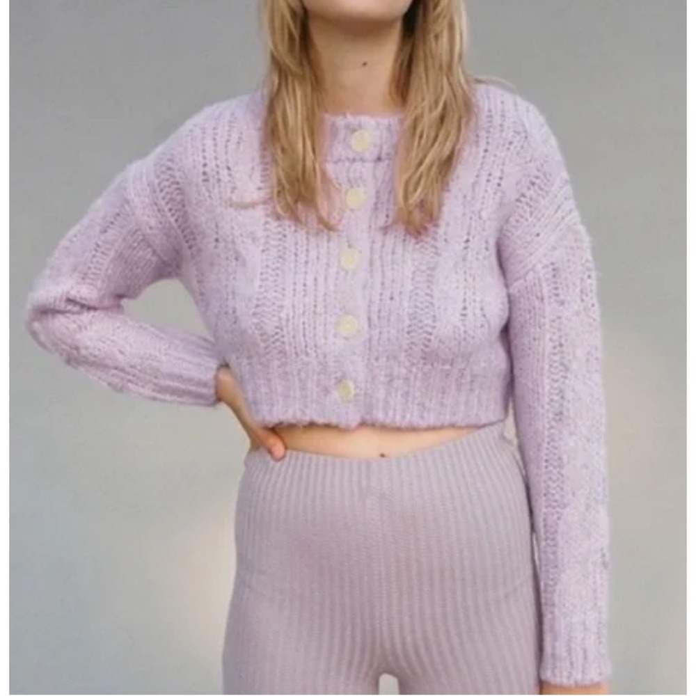 Urban Outfitters Cropped Lilac Cardigan Sweater